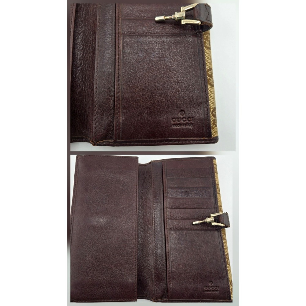 Gucci GG Monogram Jackie Bamboo Piston Clasp Long Wallet Brown Canvas 208566 - Picture 3 of 11